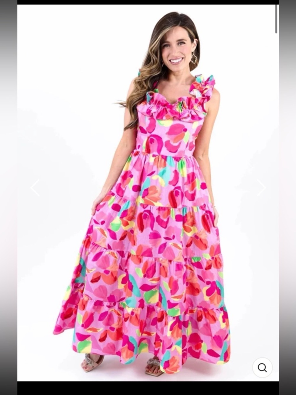 Peach Love California Blooming Affair Floral Print Back-Tie Maxi Dress Sz Large